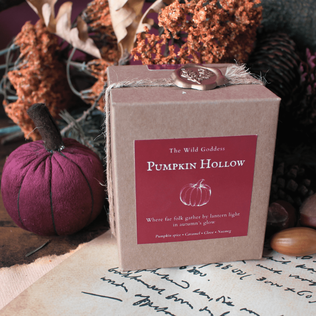 Pumpkin Hollow Candle – Pumpkin Spice Scented Candle with Folklore - Inspired Story - The Wild Goddess