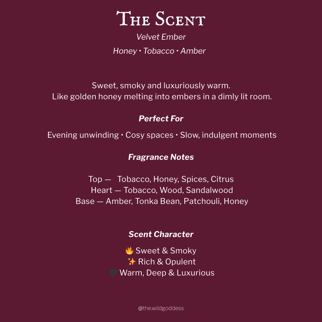 Velvet Ember Luxury Wax Melts | Dark Honey & Tobacco - The Wild Goddess