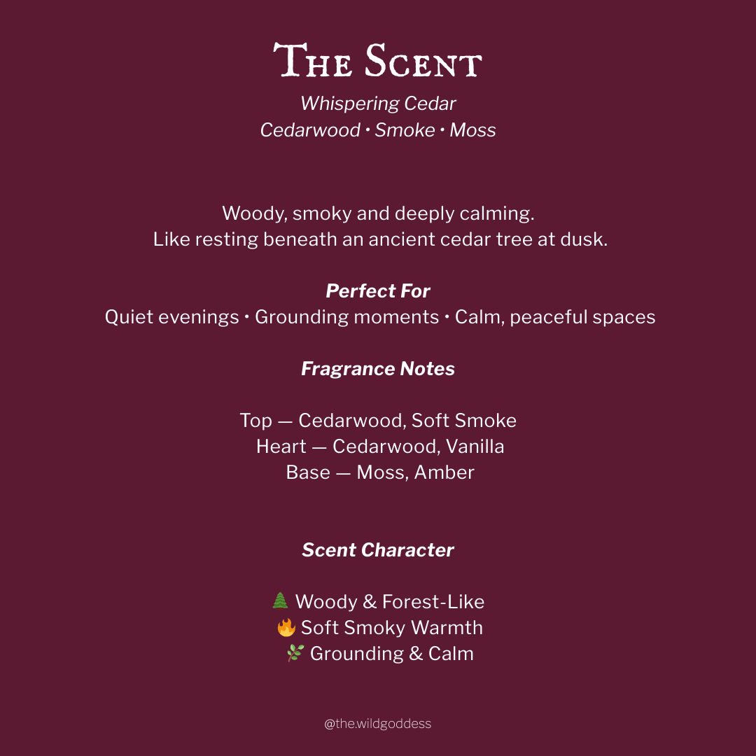 Whispering Cedar – Cedar & Smoke Folklore Candle - The Wild Goddess